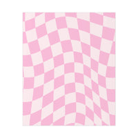 Printify pink and white checkered pattern on sustainable uncoated posters with wavy design