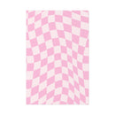 Printify pink and white wavy checkered design on sustainable uncoated posters