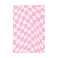 Printify pink and white wavy checkered design on sustainable uncoated posters