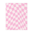 Printify pink and white checkered wavy design sustainable uncoated posters with eco-friendly material