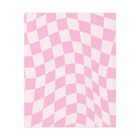 Printify pink and white checkered wavy design sustainable uncoated posters with eco-friendly material