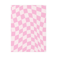 Printify sustainable uncoated posters with pink and white wavy checkered design