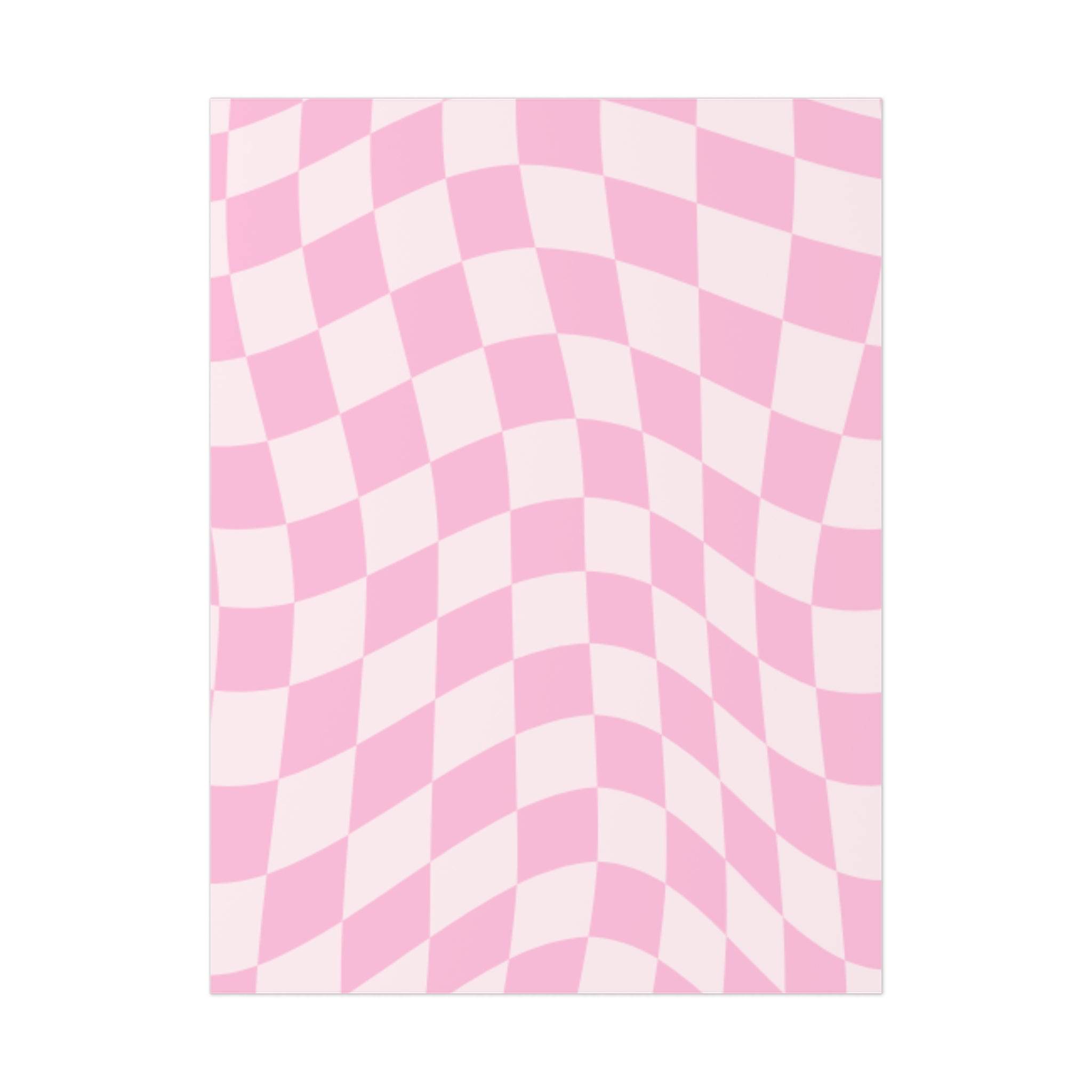 Printify sustainable uncoated posters with pink and white wavy checkered design