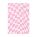 Printify pink and white wavy checkered design sustainable uncoated posters for eco-friendly decoration