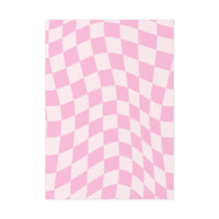 Printify pink and white wavy checkered design sustainable uncoated posters for eco-friendly decoration