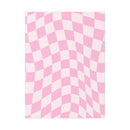 Printify pink and white checkered design sustainable uncoated posters with wavy optical illusion pattern