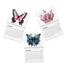 Printify butterfly design 2025 calendar with pink and blue butterfly artwork for October, November, and December