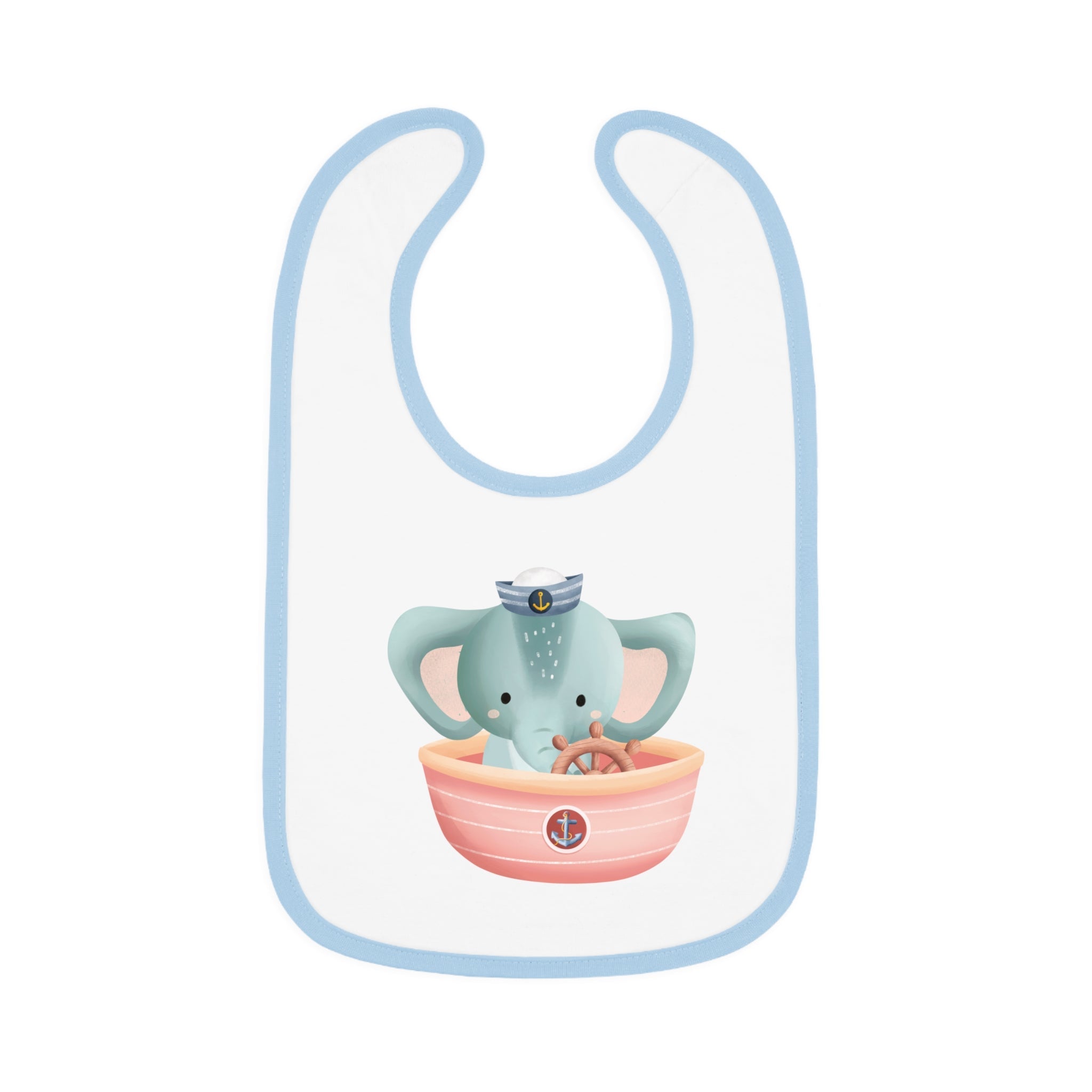 Captain Elephant Baby Contrast Trim Jersey Bib