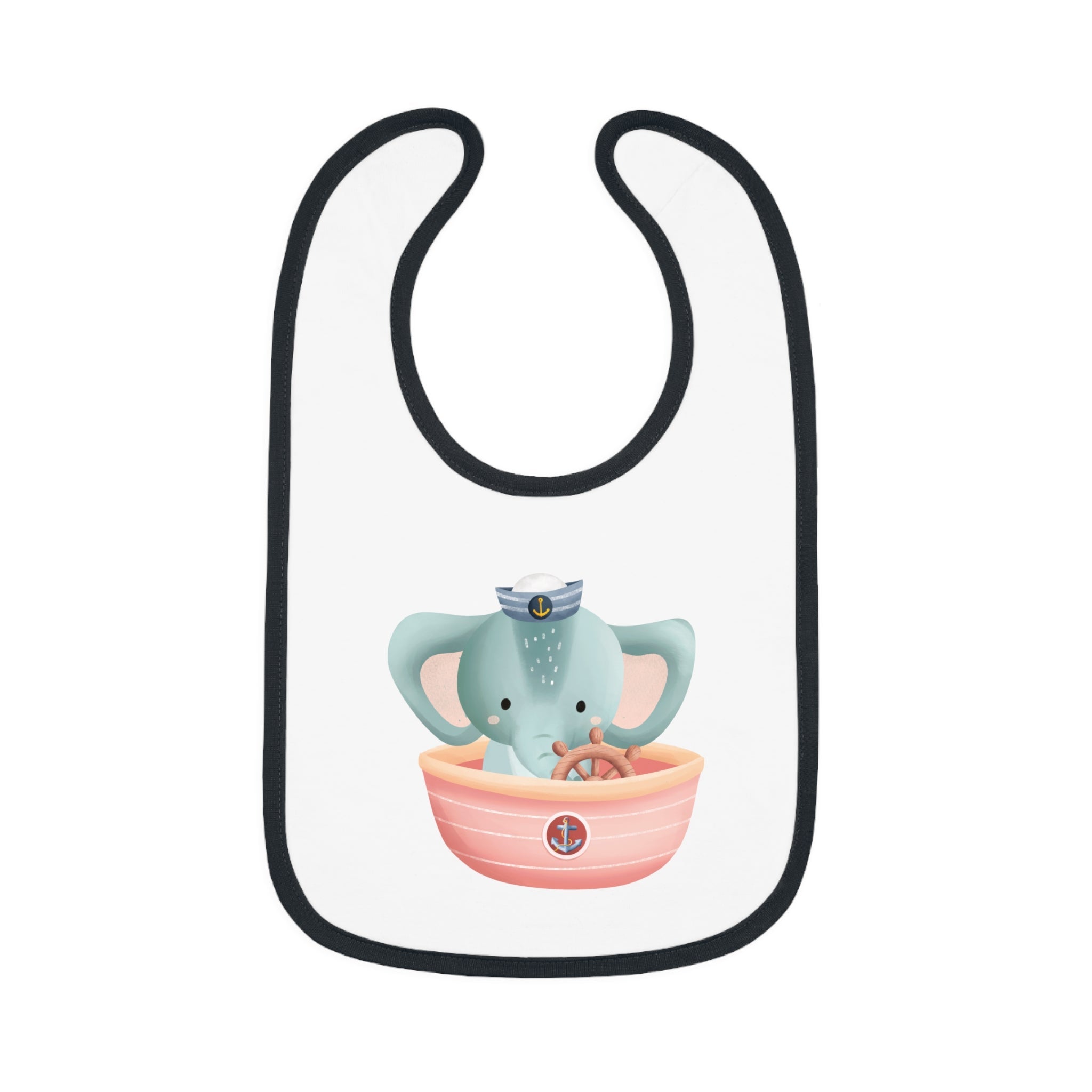 Captain Elephant Baby Contrast Trim Jersey Bib