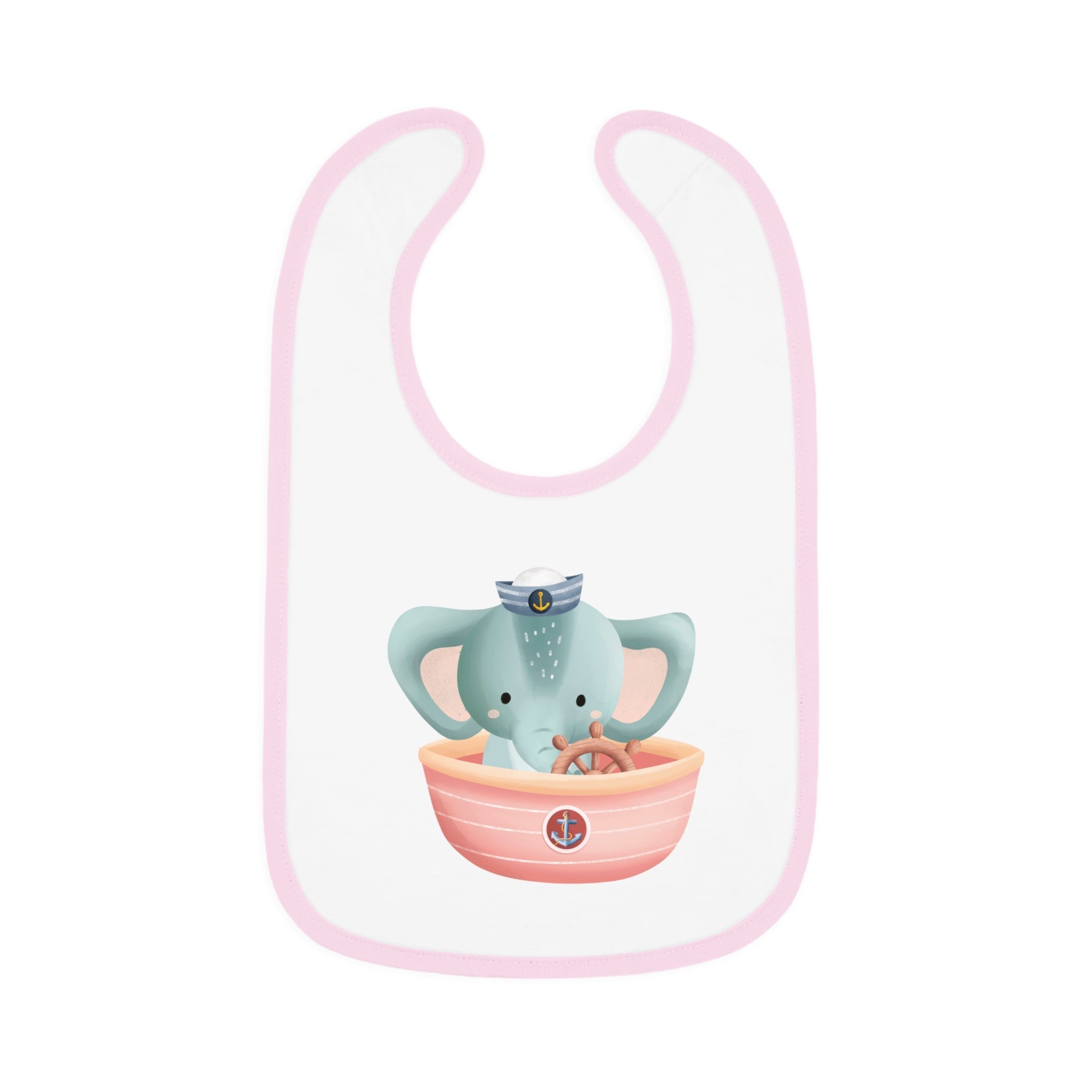 Captain Elephant Baby Contrast Trim Jersey Bib