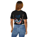 Printify black eco-friendly unisex t-shirt featuring a colorful bird on a hammock with Chill Out text