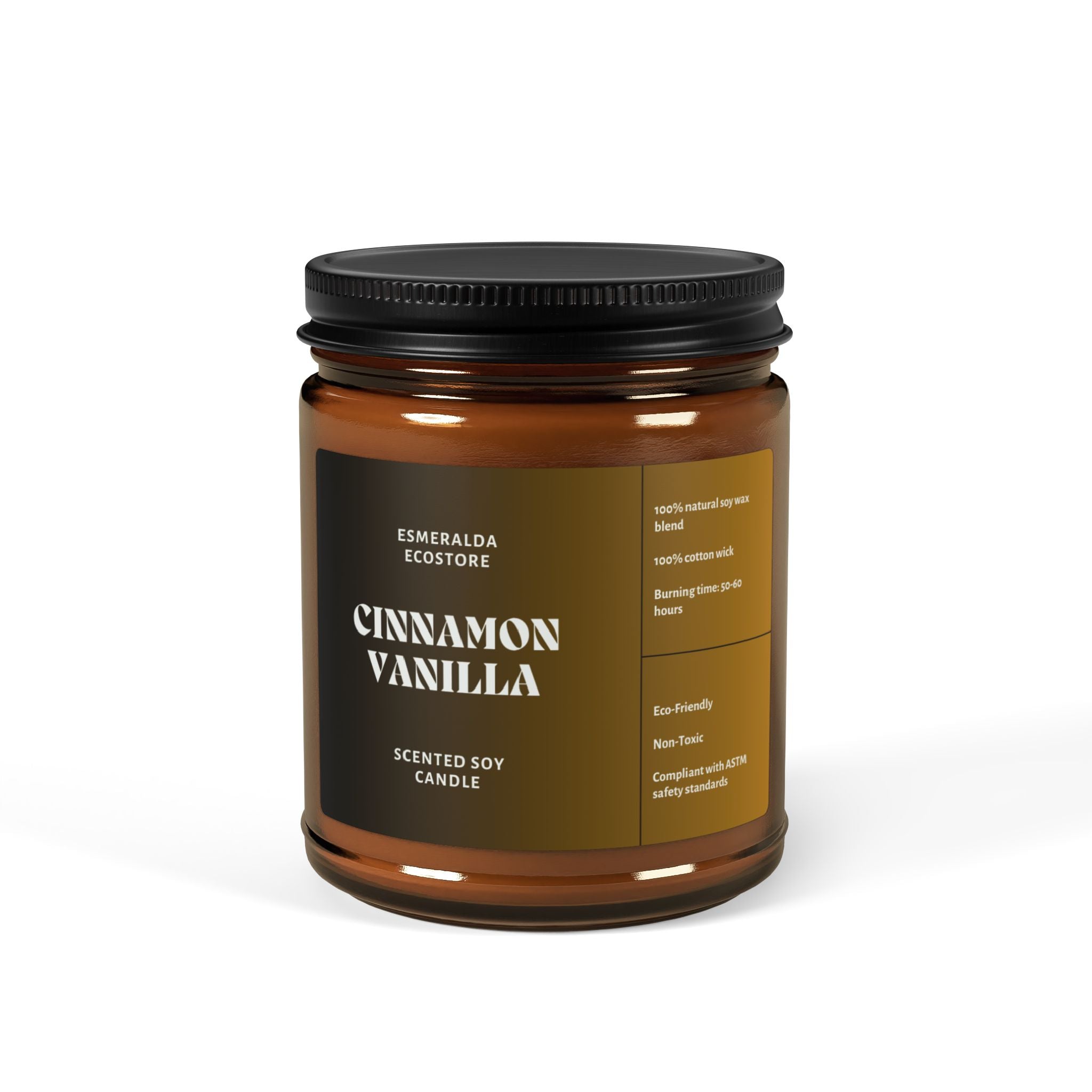 Cinnamon Vanilla Scented Soy Candle (Amber Jar)