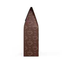 Printify brown coffee bag with cup and coffee bean illustrations for medium-dark roast sustainable coffee