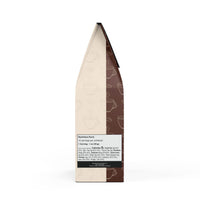 Printify medium-dark roast sustainable coffee bag with coffee cup designs and nutrition facts label