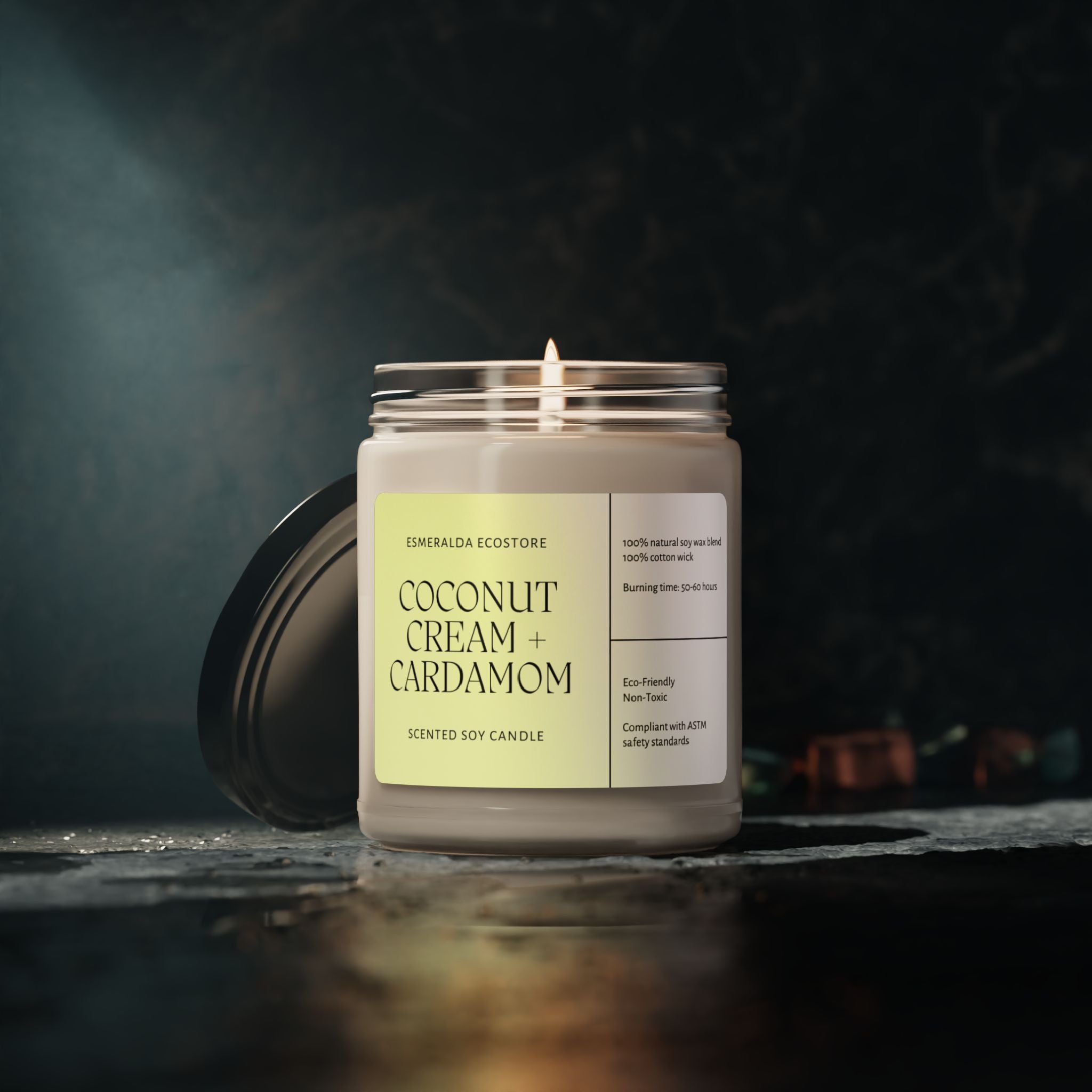 Coconut Cream + Cardamom Scented Soy Candle