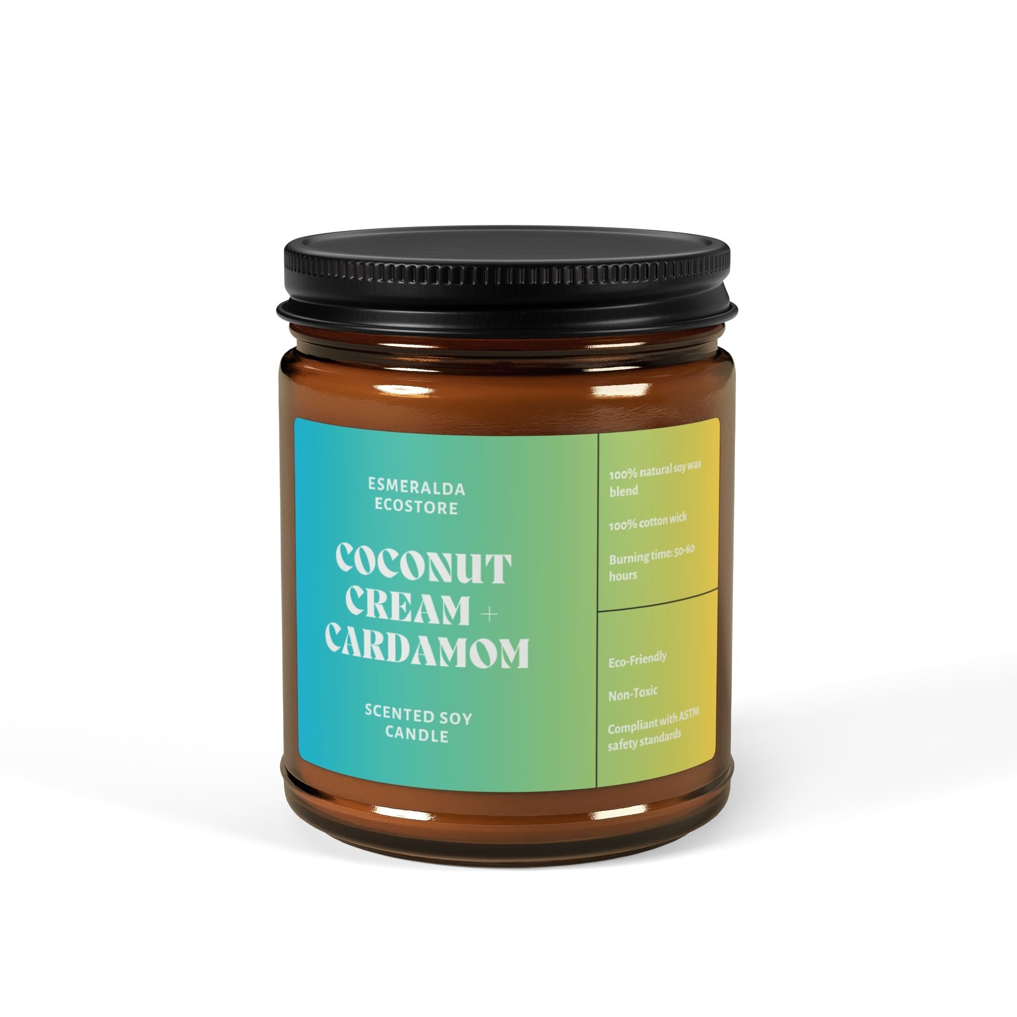 Coconut Cream + Cardamom Scented Soy Candle (Amber Jar)