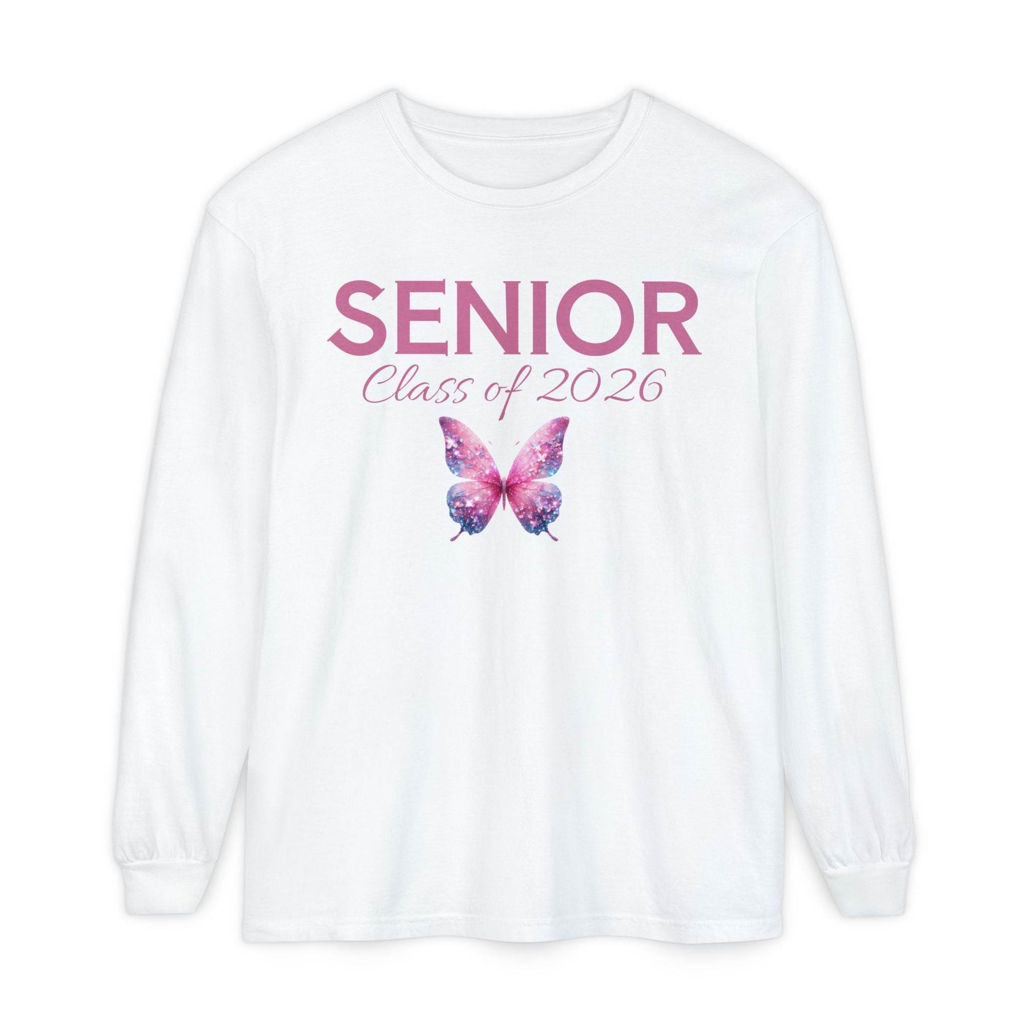 Senior Class of 2026 Butterfly Unisex Garment-Dyed Long Sleeve T-Shirt