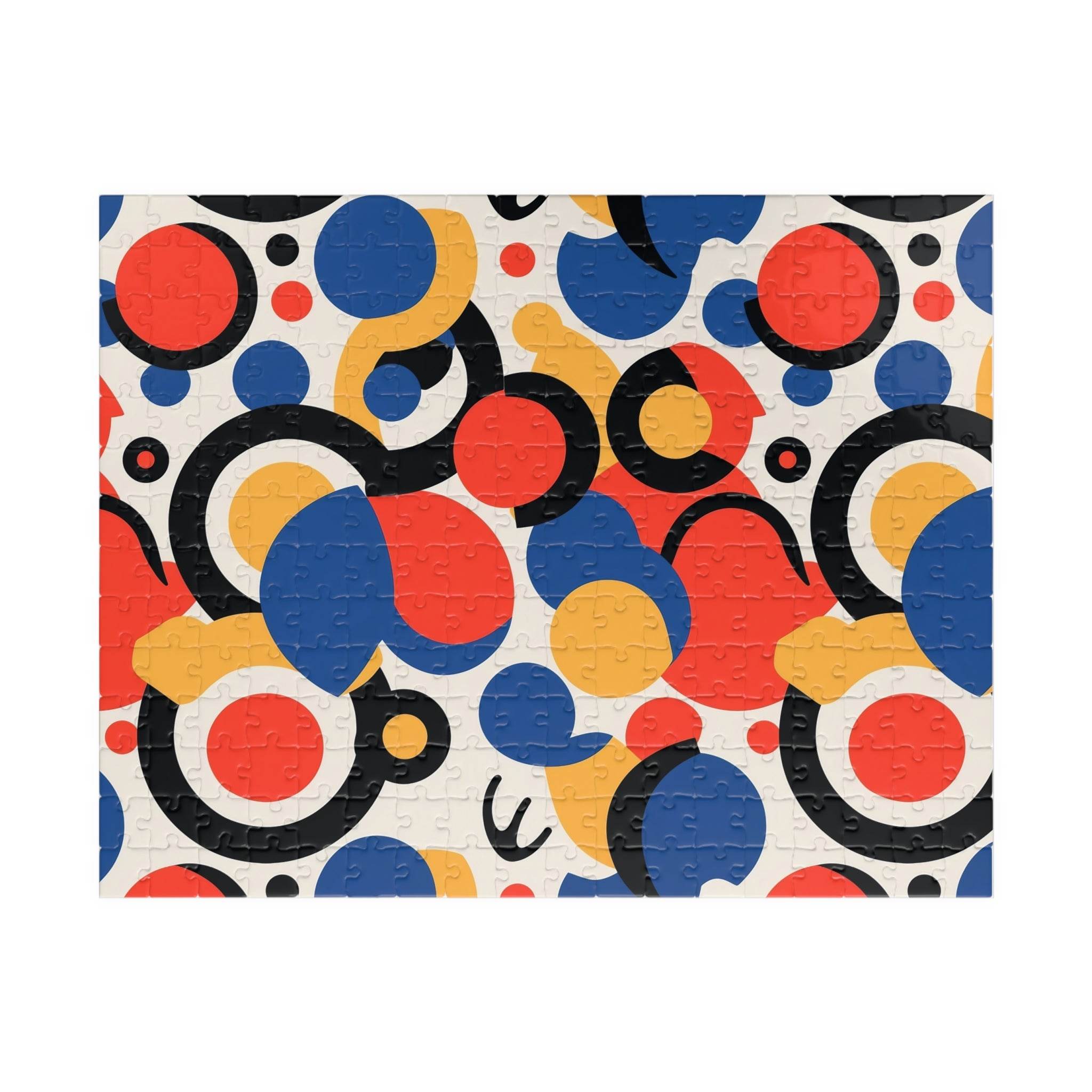 Printify colorful eco puzzle with abstract circular shapes in red blue yellow and black for games