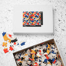 Printify colorful eco puzzle with 520 pieces featuring abstract red blue orange and black shapes