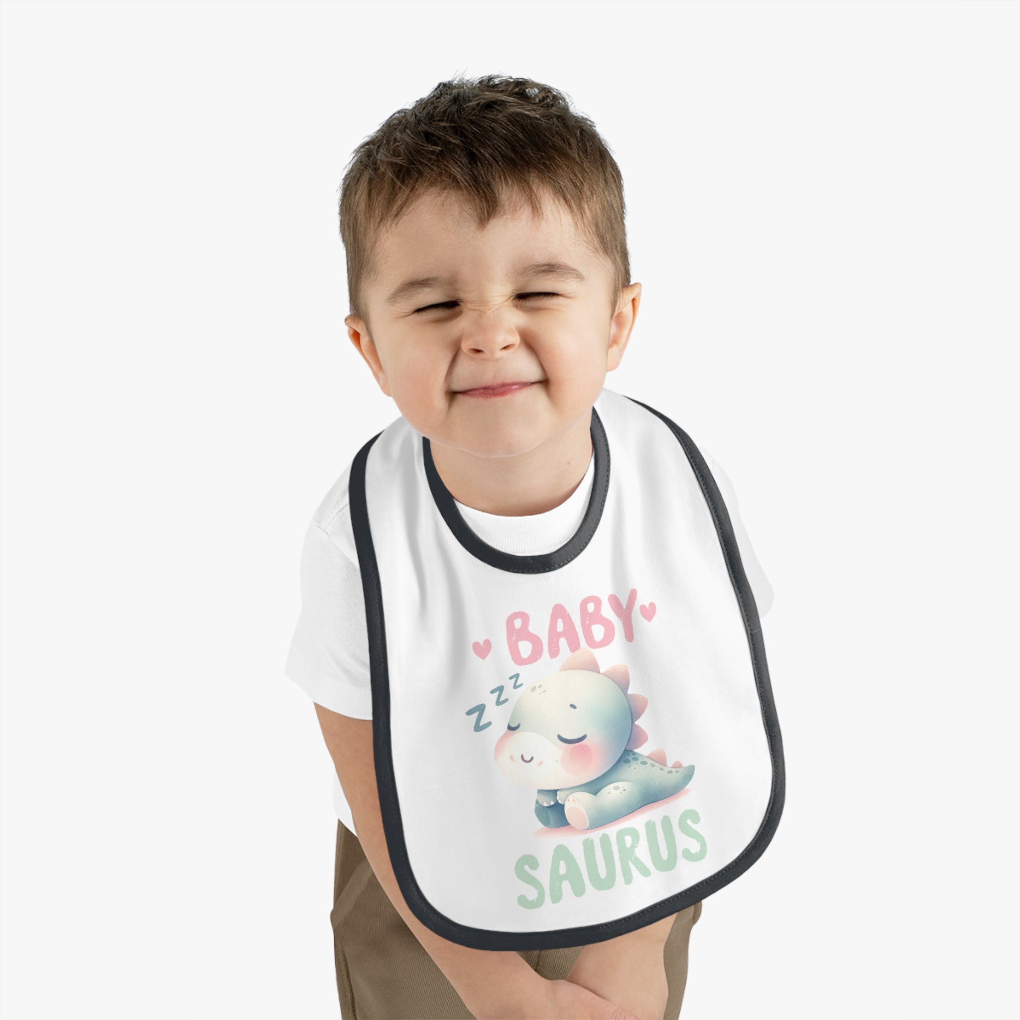 Dino Dreams Baby Contrast Trim Jersey Bib