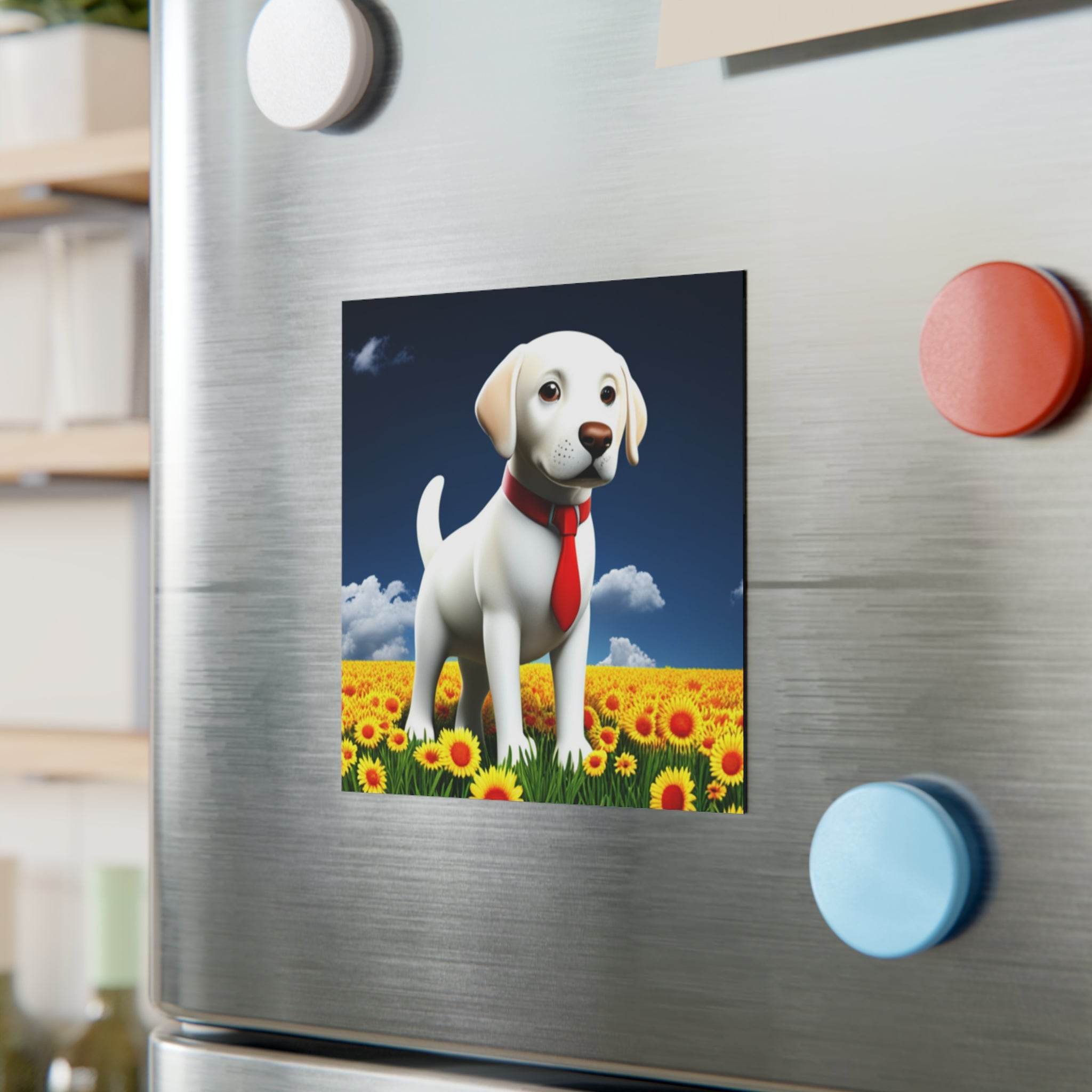 The Dapper Dog Fridge Square Magnet