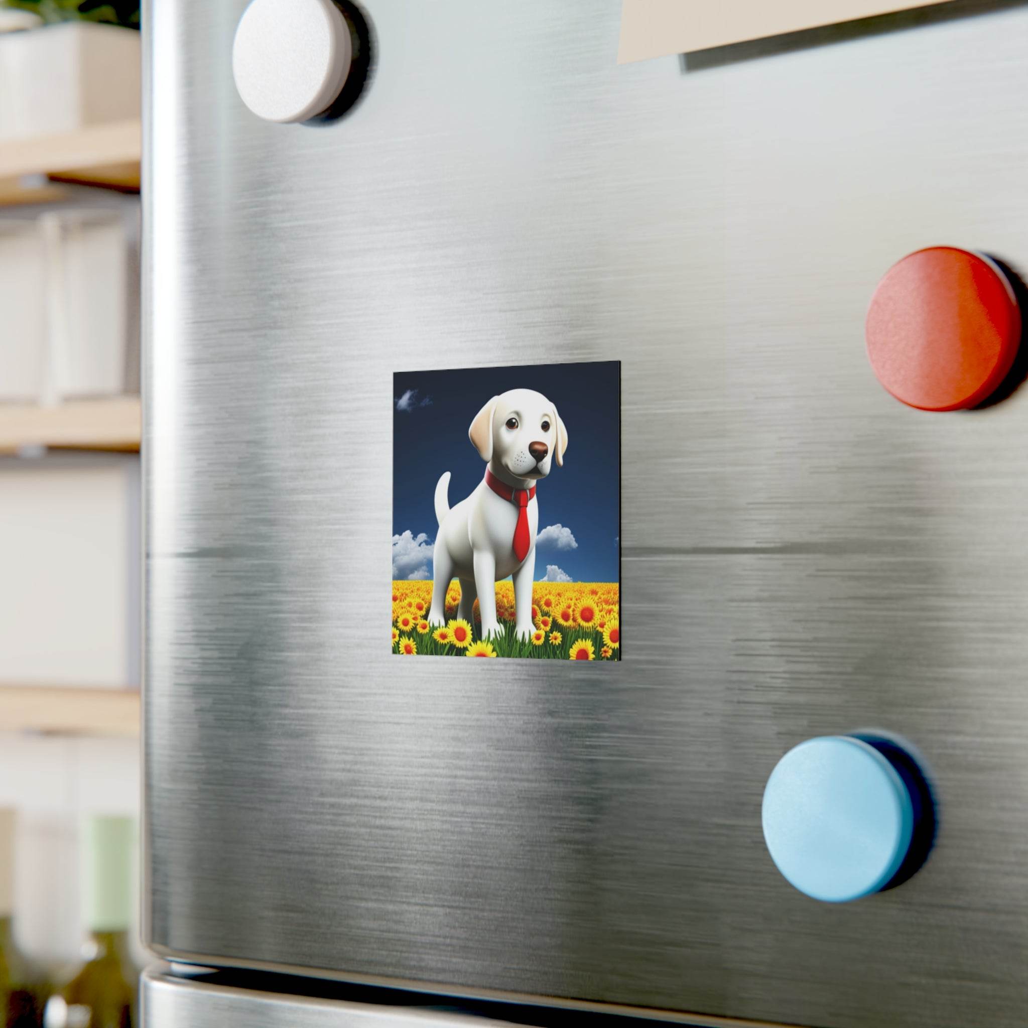 The Dapper Dog Fridge Square Magnet