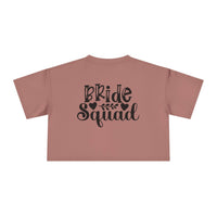 Printify eco-friendly bride squad crop top dusty rose cropped t shirt with black back Bride Squad print