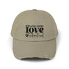 Khaki distressed baseball cap with black Loyal Friend love without end paw print design eco-friendly pet lover hat