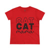 Red short sleeve tee with stacked black CAT CAT mama print eco-friendly cat mom shirt Printify