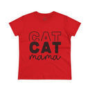 Red short sleeve tee with stacked black CAT CAT mama print eco-friendly cat mom shirt Printify