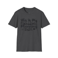 Printify charcoal crewneck T shirt with decorative This Is My Wedding Planning Shirt print eco-friendly wedding planning shirt