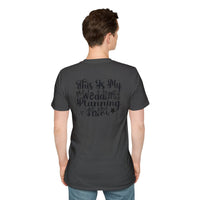 charcoal t shirt back view with script text This Is My Wedding Planning Shirt eco-friendly wedding planning shirt for brides