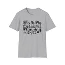 Printify gray unisex t shirt with black script This Is My Wedding Planning Shirt design eco-friendly wedding planning shirt
