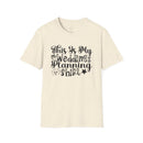 Printify cream speckled T shirt with black script This Is My Wedding Planning Shirt design eco-friendly wedding planning shirt