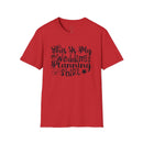 Printify red tee with black script This Is My Wedding Planning Shirt eco-friendly wedding planning shirt