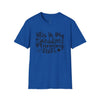 Printify blue t shirt with black script reading This Is My Wedding Planning Shirt eco-friendly wedding planning shirt