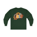 Printify long sleeve forest green shirt with sunflower and pumpkin fall graphic eco-friendly fall fashion tee for cozy autumn wear