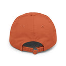 Printify orange adjustable baseball cap back view with metal buckle strap eco-friendly pet lover hat