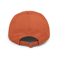 Printify orange adjustable baseball cap back view with metal buckle strap eco-friendly pet lover hat
