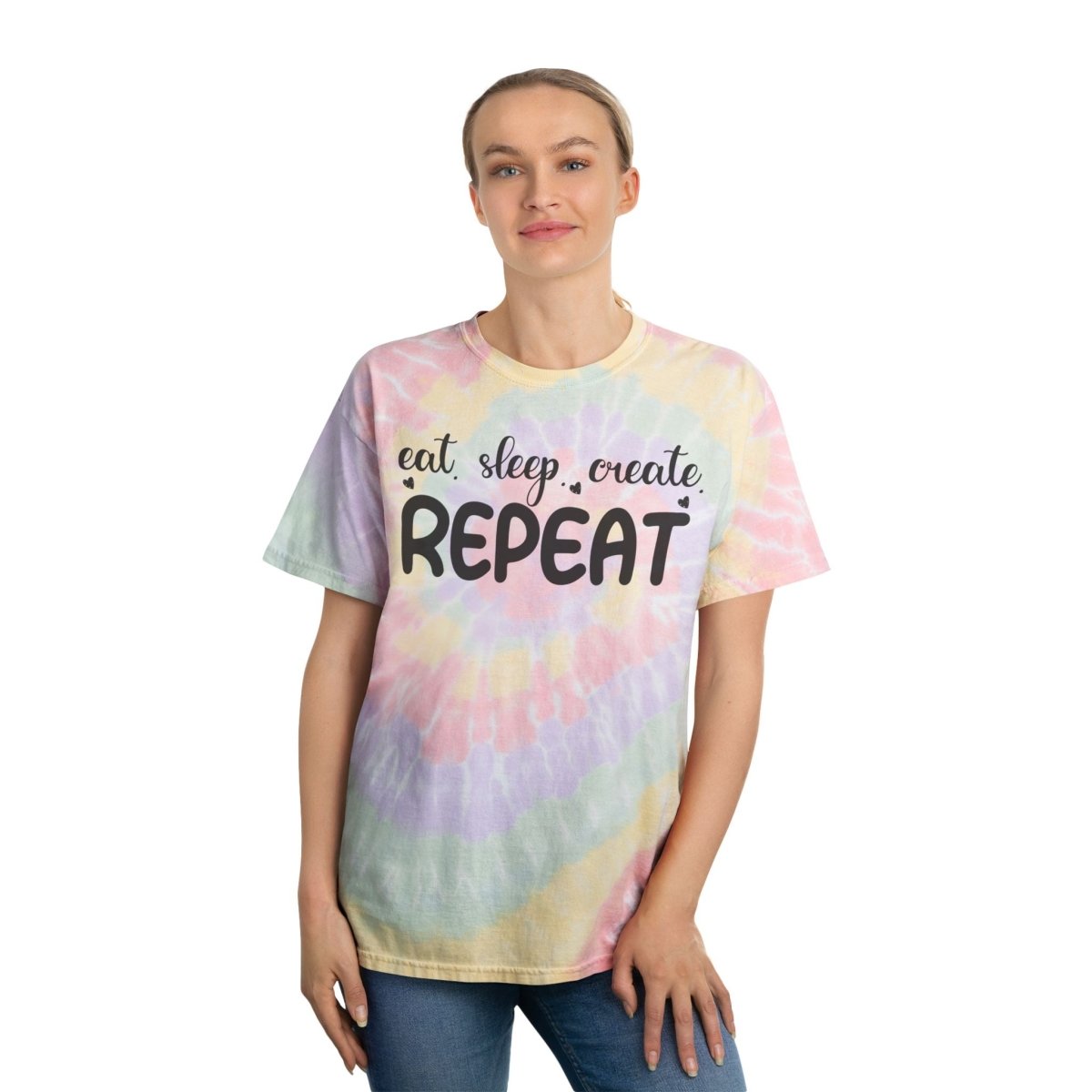 Eat. Sleep. Create. Repeat Tie - Dye Tee, Spiral