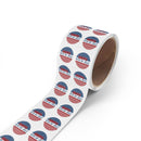 Roll of eco-friendly 4th of July stickers by Printify featuring red white and blue patriotic design