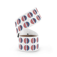Roll of eco-friendly 4th of July stickers by Printify featuring patriotic red white and blue design