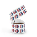 Roll of eco-friendly 4th of July stickers with patriotic red white and blue design by Printify