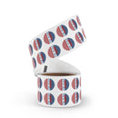 Roll of eco-friendly 4th of July stickers featuring patriotic red white and blue design by Printify