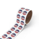 Roll of eco-friendly 4th of July stickers with American flag design by Printify