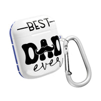 Printify eco-friendly AirPod case for dad with Best Dad Ever design and silver carabiner clip