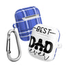 eco-friendly AirPod case for dad with best dad ever design and blue plaid print by Printify