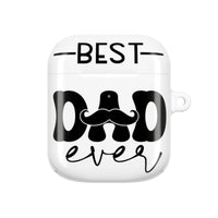 Printify eco-friendly AirPod case for dad with Best Dad Ever black text and mustache design