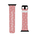 Printify eco-friendly Apple Watch band in pink with white strawberry pattern and black buckle