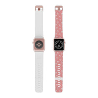 Printify eco-friendly Apple Watch band with pink pattern and white adjustable strap for Apple Watch